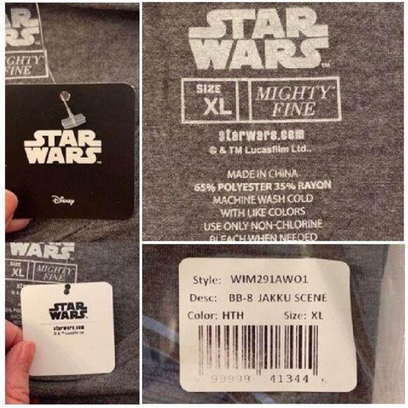 Star Wars BB8 Jakku Scene Graphic Tee Shirt Size XL Gray Casual Force Awakens - Picture 8 of 8